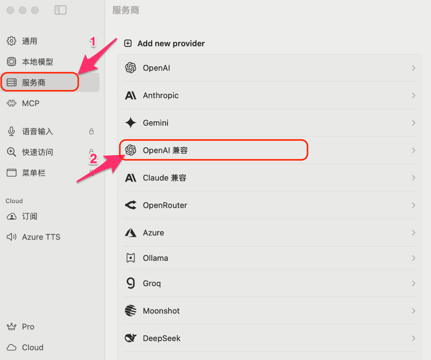 选择 OpenAI 兼容