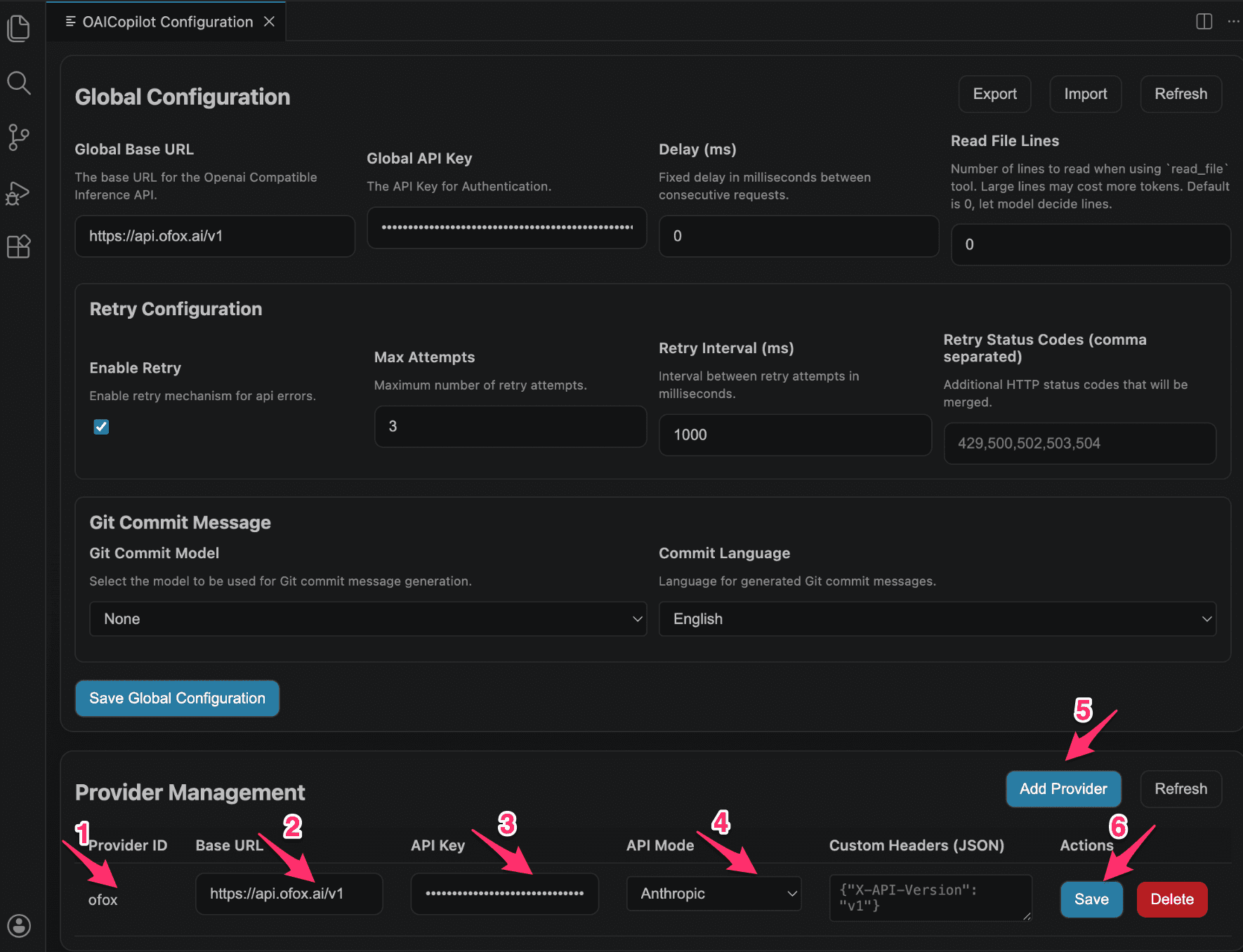 添加 OfoxAI Provider