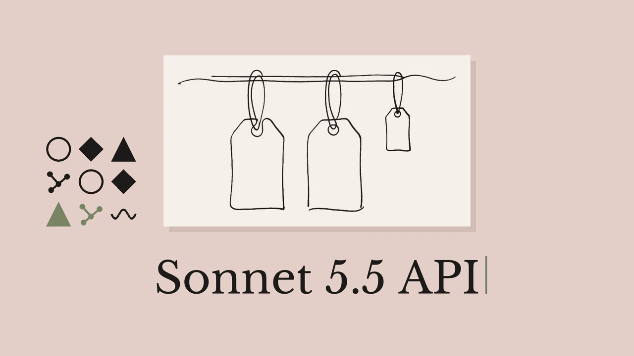 Art-line illustration of price tags with the title Sonnet 5.5 API.