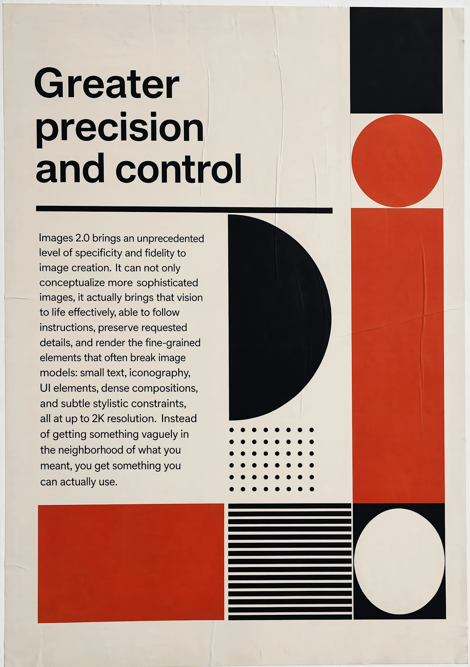 GPT-Image-2 生成的"Greater precision and control"现代主义海报