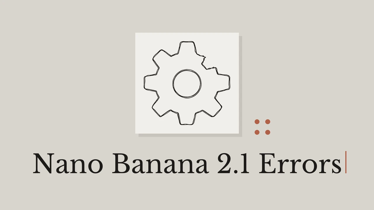 淡いカードに描かれた歯車の線画、幾何学模様とNano Banana 2.1の見出し。