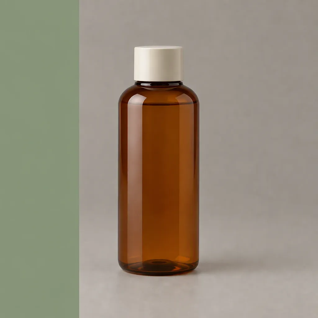 Actual masked edit: a flat sage strip at the left of the bottle image