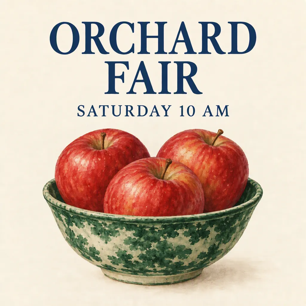 GPT Image 2.5 Sunburst final poster with a green patterned bowl and changed painted texture on the apples