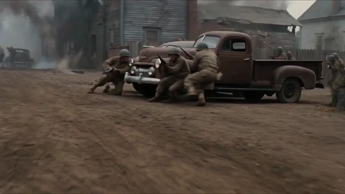 A Vintage 1947 Town Under Fire