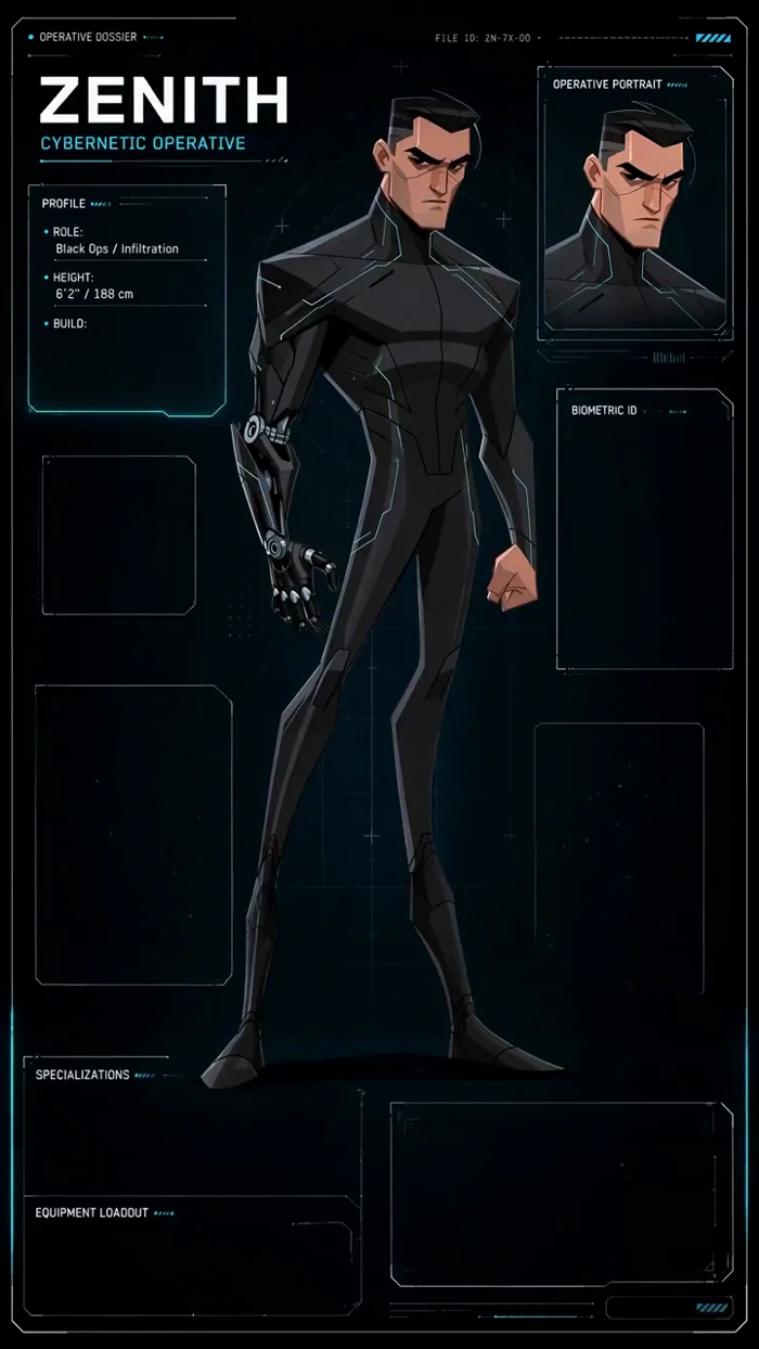 A Cybernetic Operative Appears on a Stat Panel