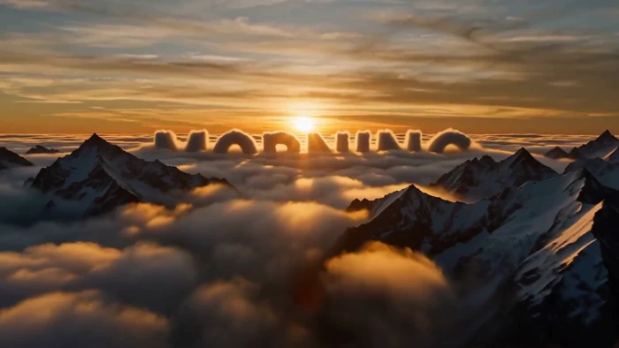 Clouds Form the Word MORNING at Sunrise