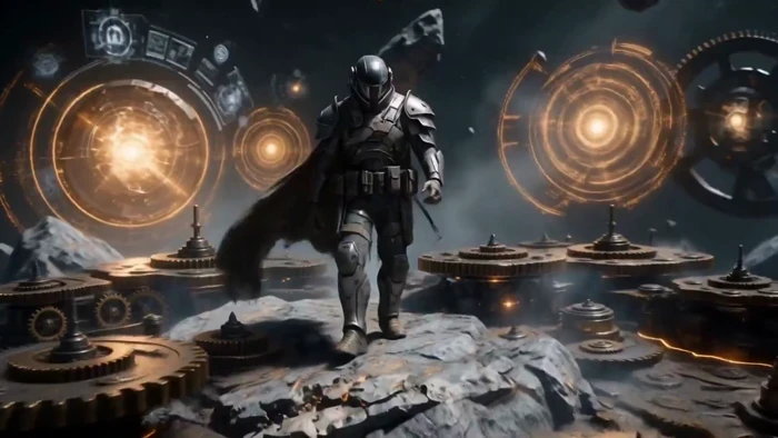 A Warrior Walks Across a Mechanical Planet