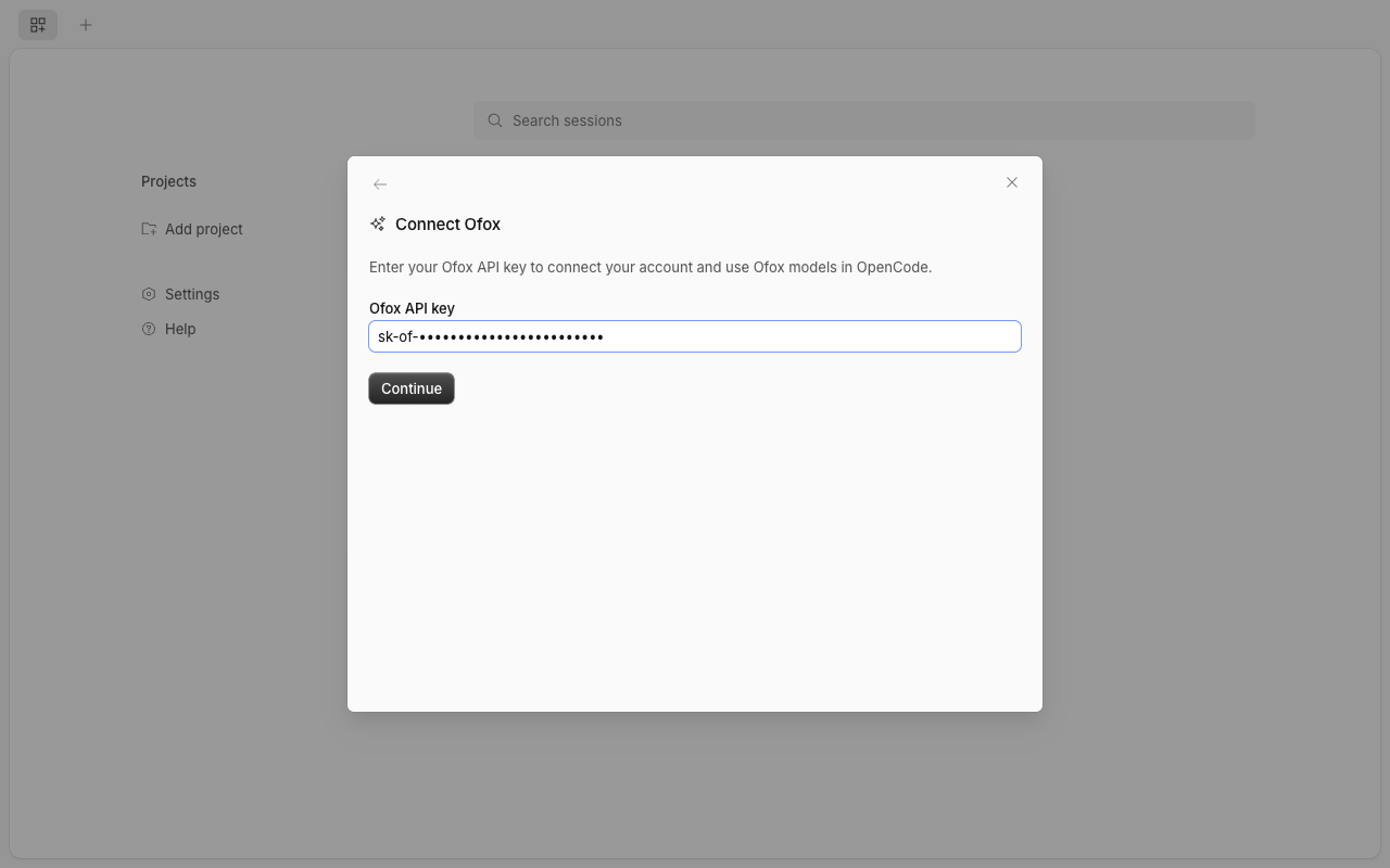 Enter your Ofox API key