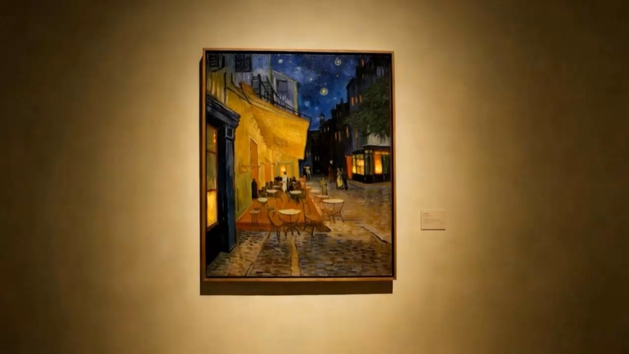 Extend a clip through a window into a gallery · 参照動画 · video2 gallery interior