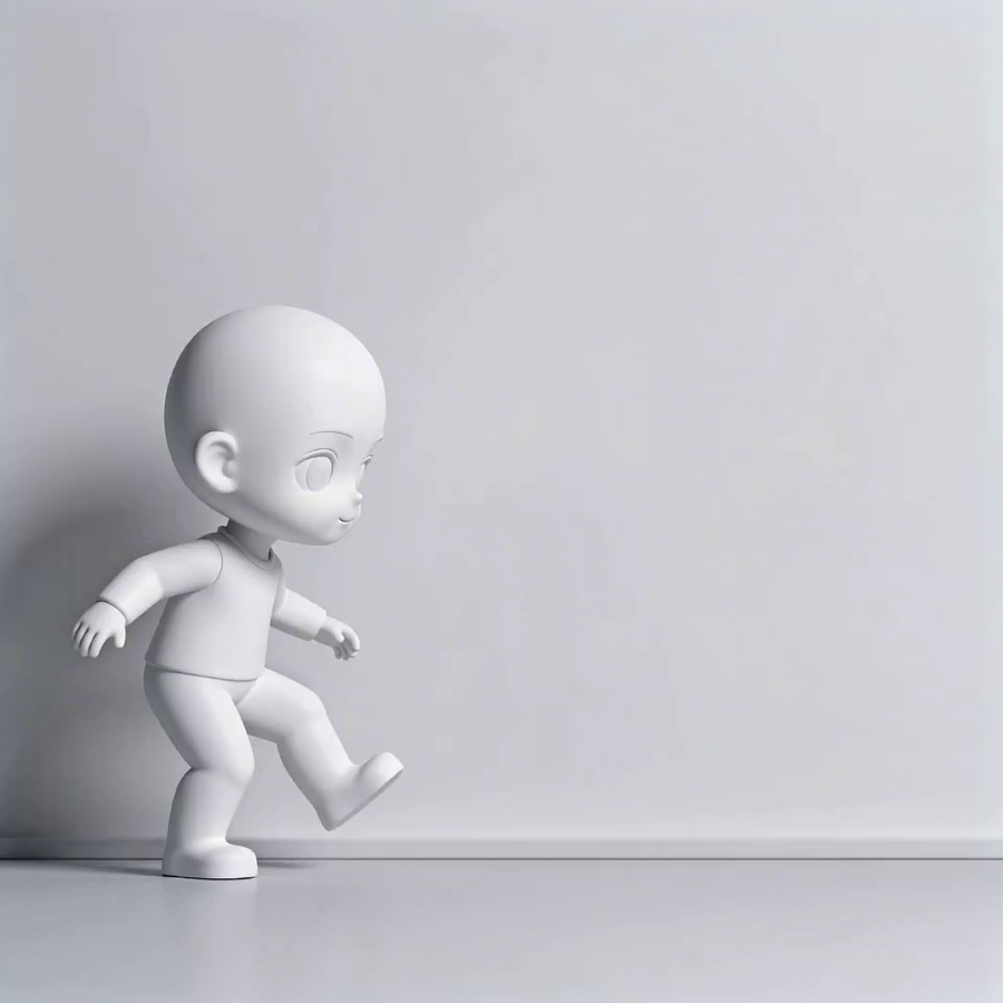 Fine clay-model re-render, cyberpunk rooftop raccoon · グレーモデル動画 · video1
