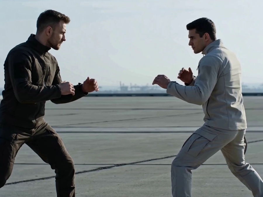 Reference-image edit, medieval duel · 入力動画 · video1