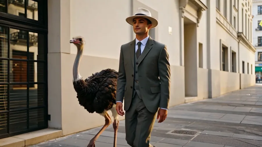 Motion Edit — Swap the Man and the Ostrich · Vídeo de entrada · 编辑前视频
