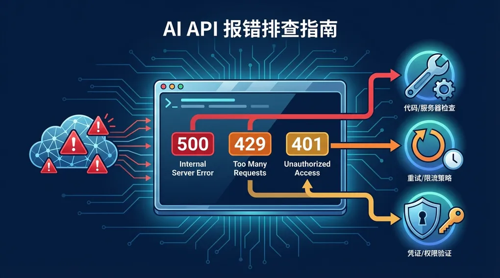 AI API 报错排查完全指南：429、401、500 错误码一文搞定（2026）
