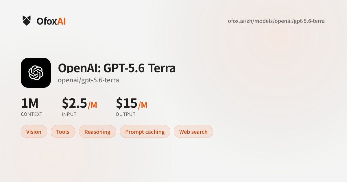 OpenAI: GPT-5.6 Terra API 接入教程 - 3 分钟快速接入 | Ofox.ai | OfoxAI